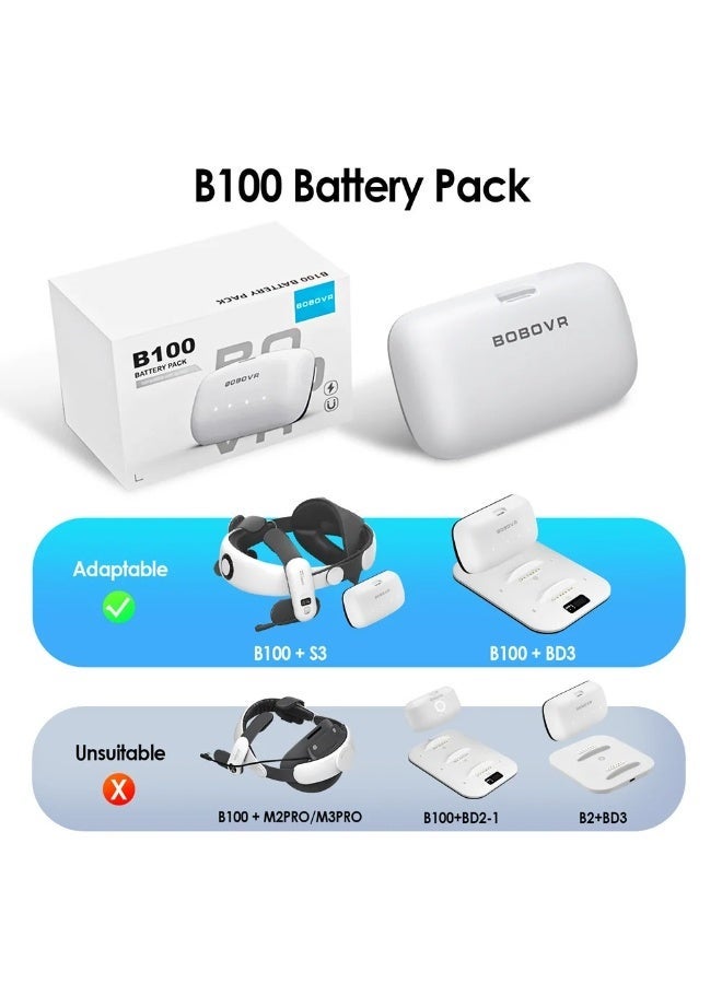 بوبوفر بطارية احتياطية B100 من BOBOVR بسعة 10000 ملي أمبير - بديل لبطارية S3 Pro مع شحن سريع 20 واط لزيادة الطاقة لجهاز Meta Quest 3 - Image 2